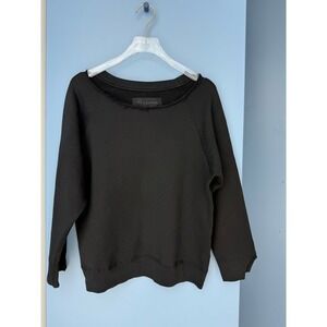 Nili Lotan Luka Raw Black 3/4 Sleeve Cotton Sweatshirt XS